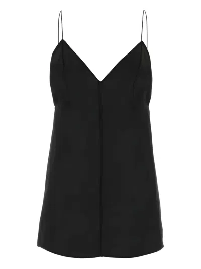 Khaite Womens Black Talsie V-neck Silk Top Xs