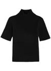 Khaite Cecil Short Sleeve Cashmere Sweater In Black