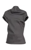 Khaite Tandie Draped Wool-silk Cady Top In Blue