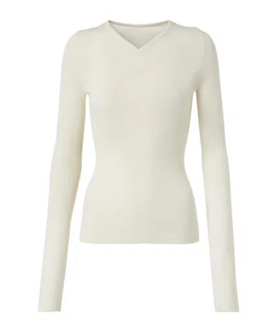 Khaite Tania Ribbed-knit Wool-blend Top In White