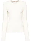 Khaite Tania Ribbed-knit Wool-blend Top In Neutrals