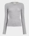 Khaite Tania V-neck Long-sleeve Rib Top In Grey