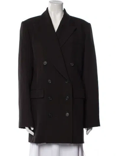 Pre-owned Khaite Tanner Virgin Wool Peacoat In Brown