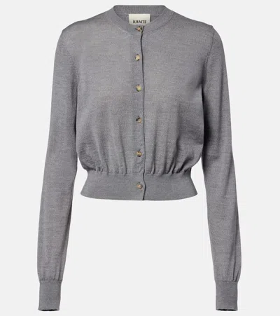 Khaite Tansy Cropped Wool And Cashmere Cardigan In Gray