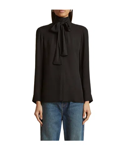 Khaite Tash Scarf-detail Silk Blouse In Black