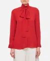 Khaite Tash Bow-detail Silk Georgette Blouse In Red