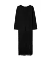 Khaite Paley Long-sleeve Fringe Backless Maxi Dress In Black