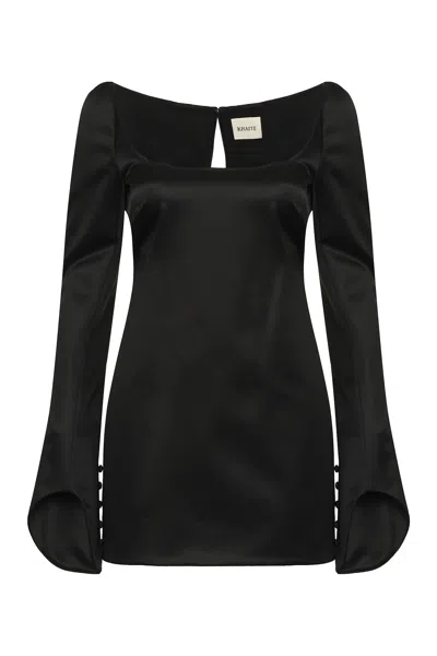 Khaite Tate Satin Dress In Black