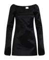 Khaite Squared Neckline Long-sleeved Minidress In Black