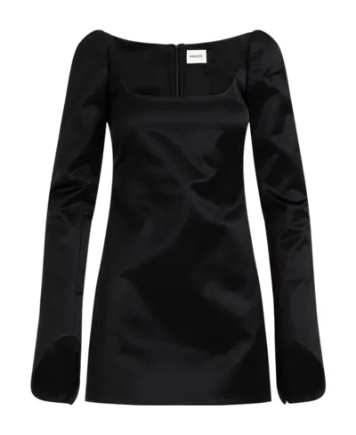Khaite Tate Satin Mini Dress In Black