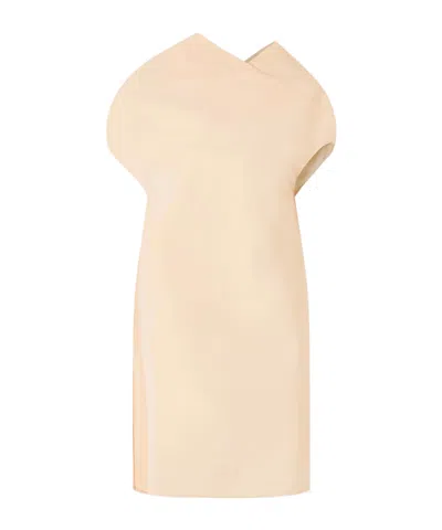 Khaite Tatia Draped Cotton-poplin Mini Dress In Orange