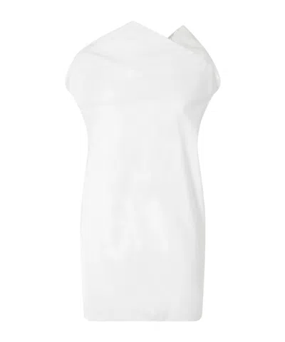 Khaite Tatia Draped Cotton-poplin Mini Dress In White