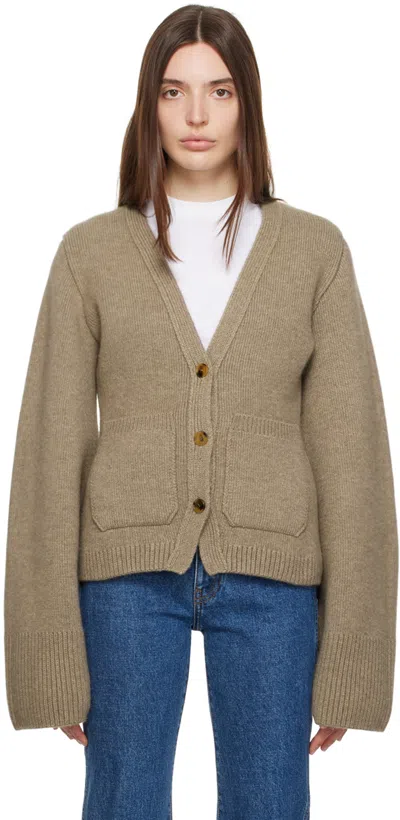 Khaite Taupe Scarlet Cardigan In 216 Barley