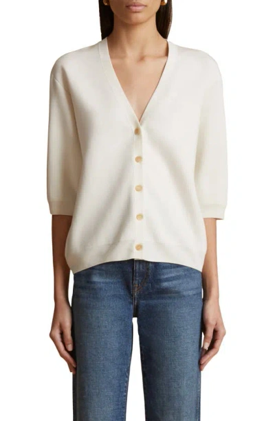 Khaite Dianna Short-sleeve Cardigan In Glaze