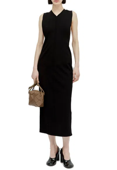 Khaite Terri Long Dress With V-neck In Black