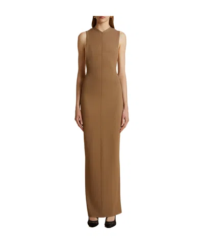 Khaite Terri V-neck Maxi Dress In Brown