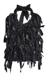 Khaite Tevis Fringed Knit Leather Top In Black