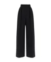 Khaite High-waisted Wide-leg Trousers In Luxurious Satin In Black