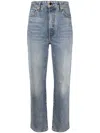 Khaite Vivian Cropped High-rise Bootcut Jeans In Blue