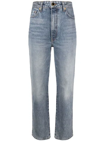Khaite Blue Abigail Cropped Straight Leg Jeans