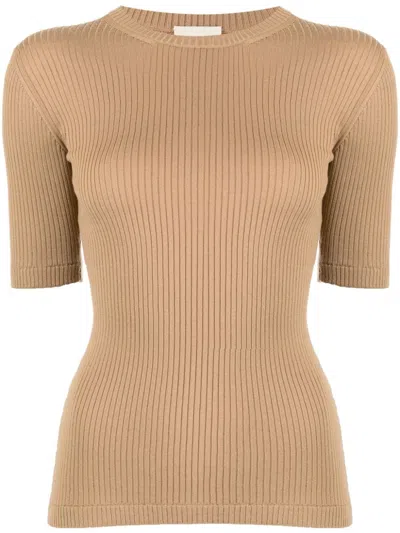 Khaite The Ange Rib-knit Top In Brown