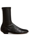 Khaite Apollo Leather Flat Ankle Boots In Black