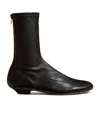 Khaite Apollo Leather Flat Ankle Boots In Black