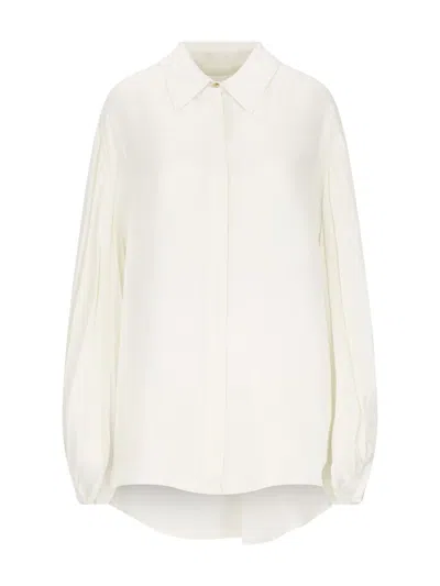 Khaite 'the Bam Top' Pleated Shirt In White