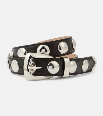 Khaite The Benny Studded Leather Belt In Black