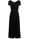 Khaite The Bruna Off-shoulder Pleated Maxi Dress In Black
