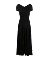 Khaite The Bruna Off-shoulder Pleated Maxi Dress In Black