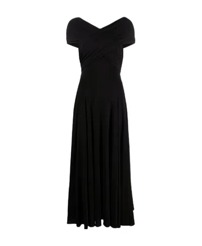 KHAITE KHAITE THE BRUNA OFF-SHOULDER PLEATED MAXI DRESS