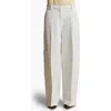 Khaite Caiton Grain De Poudre Wide-leg Pants In Chalk