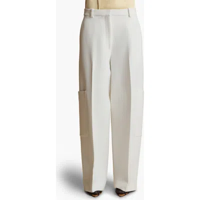 Khaite Caiton Grain De Poudre Wide-leg Pants In White