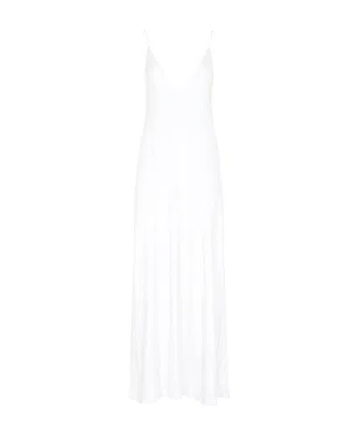 Khaite Carina Sequined Tulle Maxi Dress In Weiss