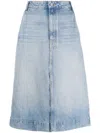 Khaite Charlene Cotton Denim Maxi Skirt In Blue