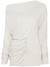 Khaite The Ciro Ruched Top In Grey