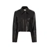 Khaite Cropped Lamb Nappa Leather Jacket With Pointed Collar In Black