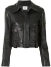 Khaite Corey Cropped Leather Jacket In Black