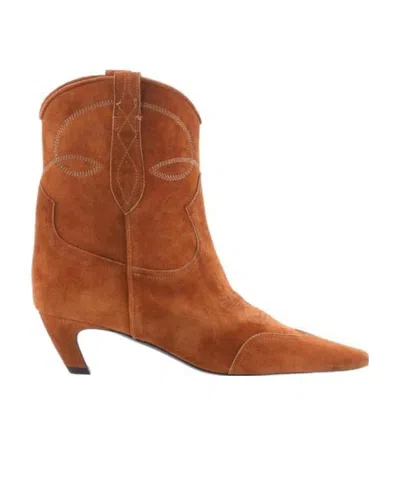 Khaite The Dallas Ankle Boots In Brown