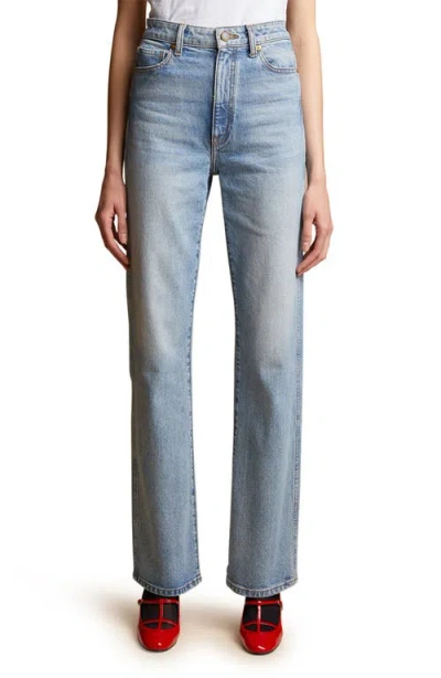 Khaite The Danielle High Waist Straight Leg Jeans In Blue