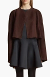 Khaite Garothy Cropped Suede Jacket In Dark Brown