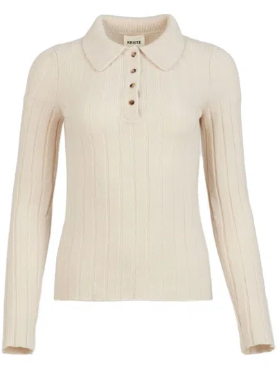 Khaite Hans Ribbed Cashmere Sweater In Neutrals