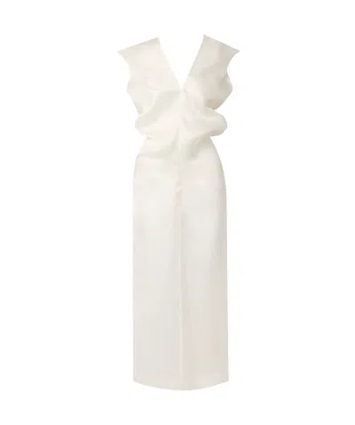 Khaite The Ima Silk Dress In White