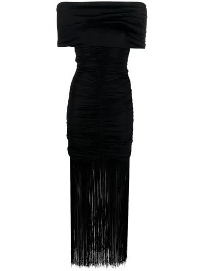 Khaite The Jacinta Fringed Dress In Black