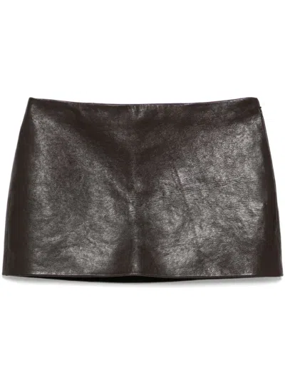 Khaite The Jett Mini Skirt In 950 Dark Brown