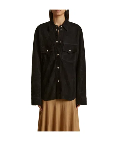 Khaite The Jinn Suede Shirt In Black