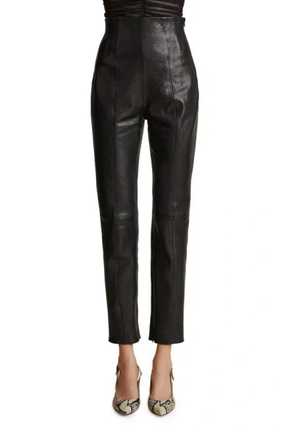 KHAITE THE LENN HIGH WAIST LAMBSKIN LEATHER CIGARETTE PANTS