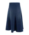Khaite Lennox Paneled Denim Midi Skirt In Blue