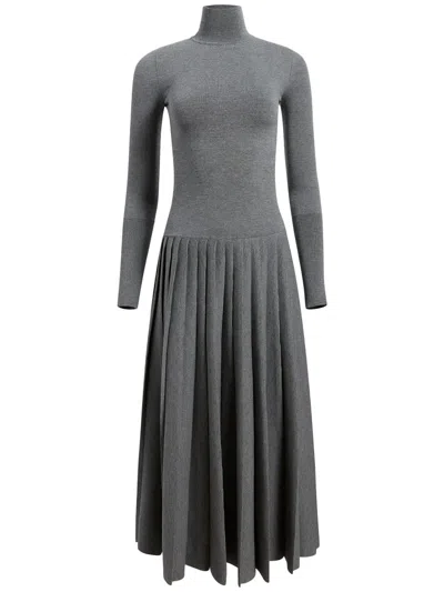 Khaite Lisette Knitted Wool Blend Long Dress In Grey
